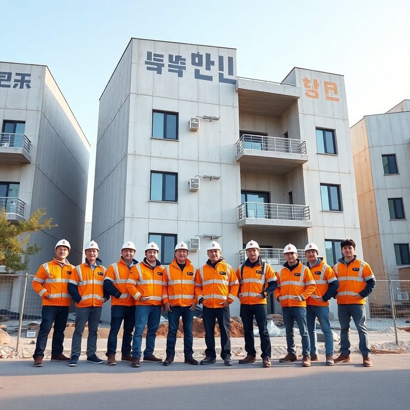 부산 앰버 톤 콘크리트 주택 앞에 선 김 하우스 12인 팀의 단체 사진